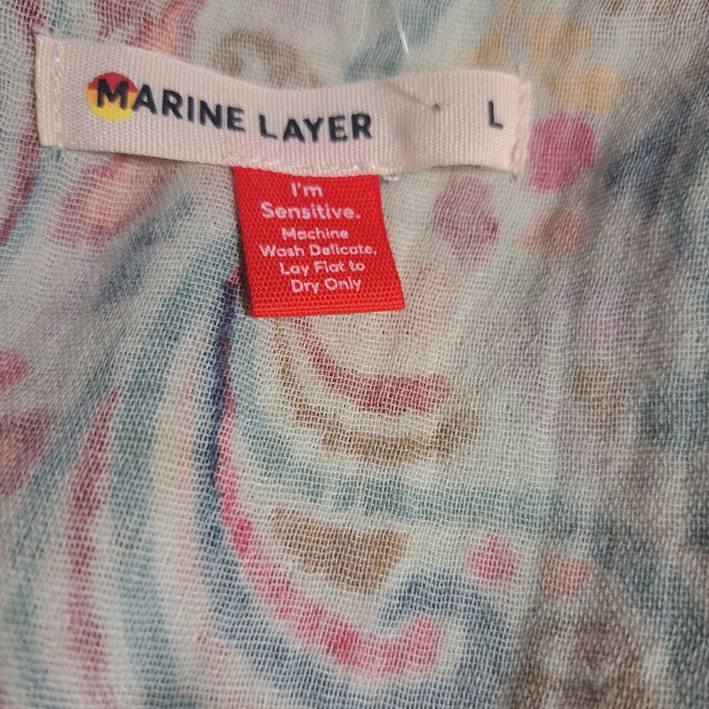 Marine Layer Scarlett Women's Multicolor Long Sleeve Boho Mini Dress Large - Picture 10 of 10